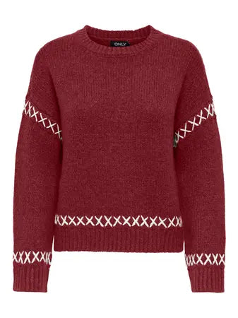 ONLAMANDA LIFE LS O-NECK DETAIL KNT