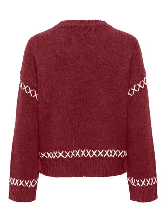 ONLAMANDA LIFE LS O-NECK DETAIL KNT