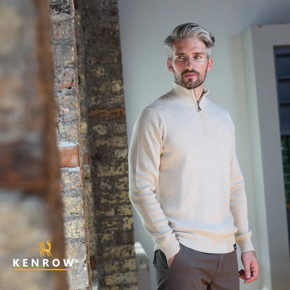 Vince Half Zip Knit Sand Melange