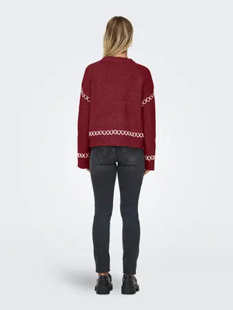 ONLAMANDA LIFE LS O-NECK DETAIL KNT