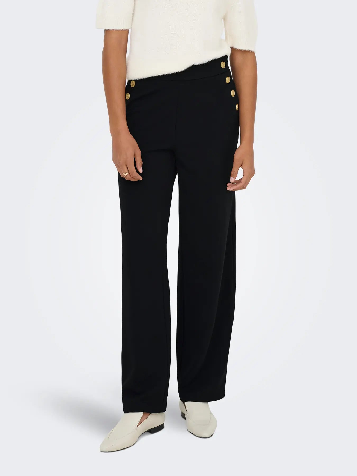 ONLRINA BUTTON PANT Black/Gold button