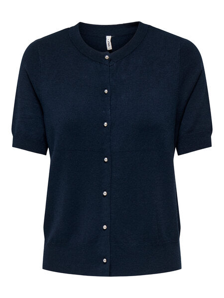 VENICE LIFE SS O-NECK CARDIGAN KNT Sky Captain/Silver Buttons