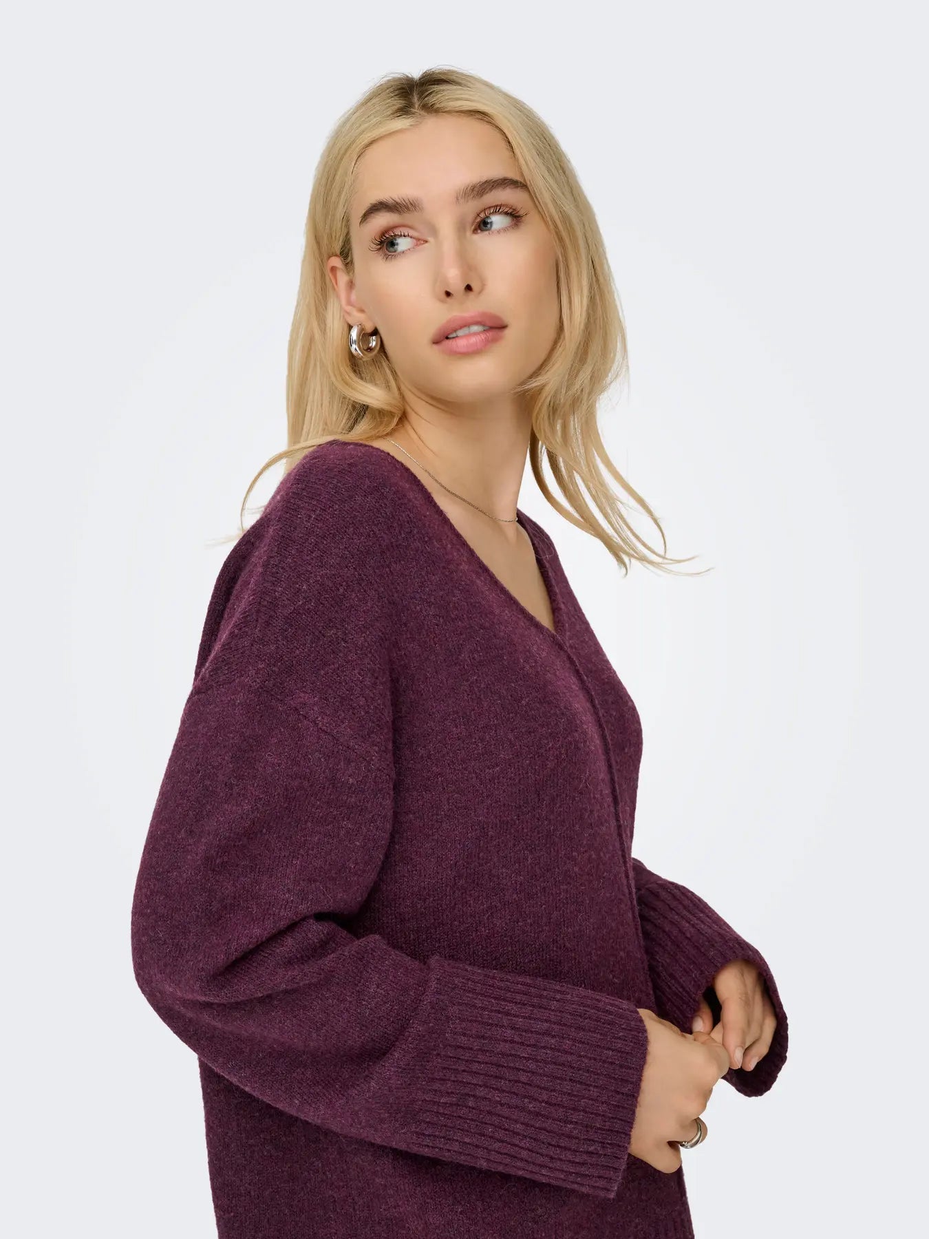 ONLWHITNEY LIFE LS V-NECK KNT MAUVE WINE
