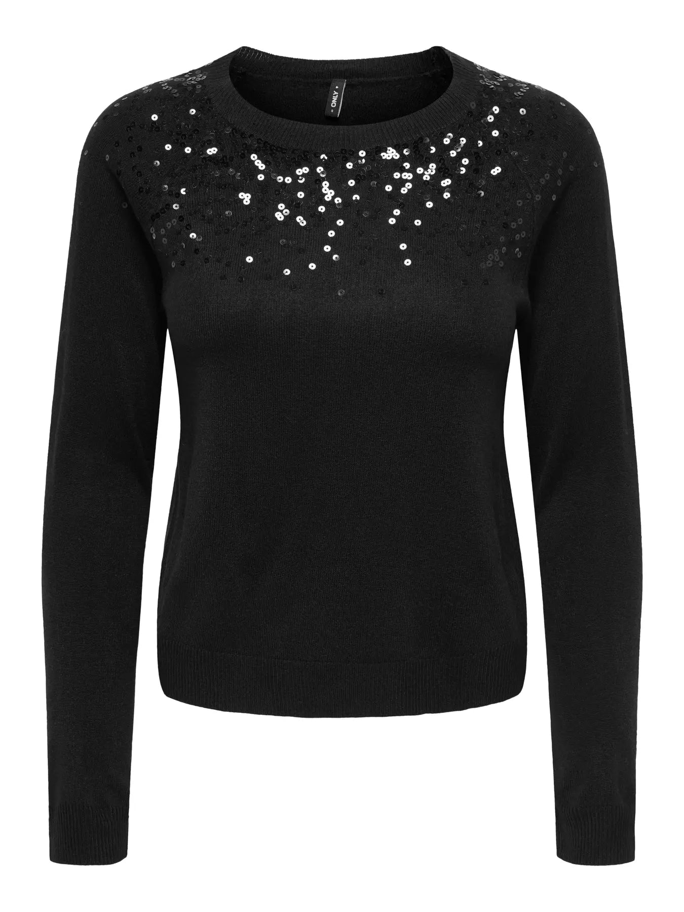 ONLSTARRY LS SEQUIN O-NECK KNT BLK