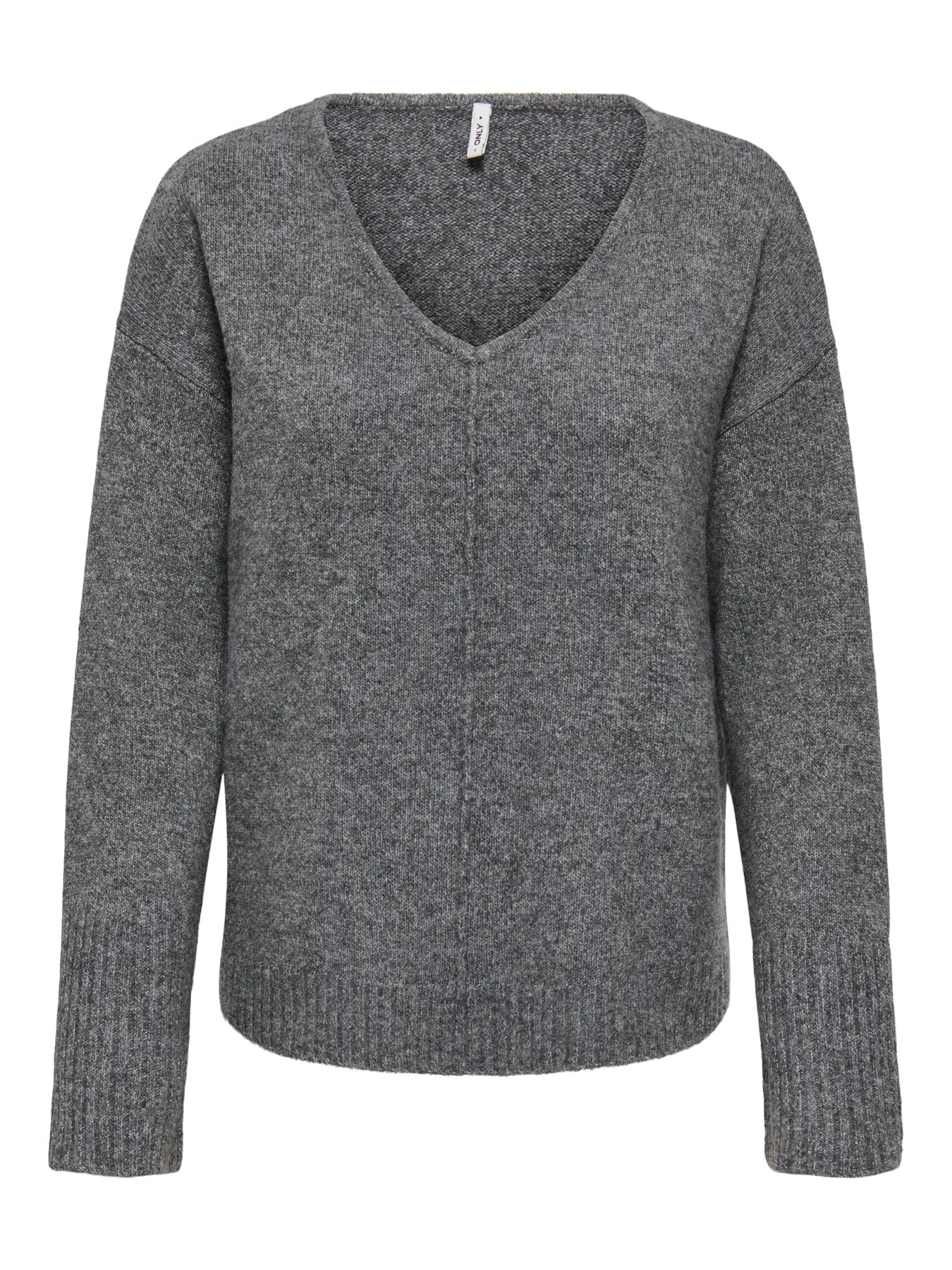 ONLWHITNEY LIFE LS V-NECK KNT GREY MELANGE