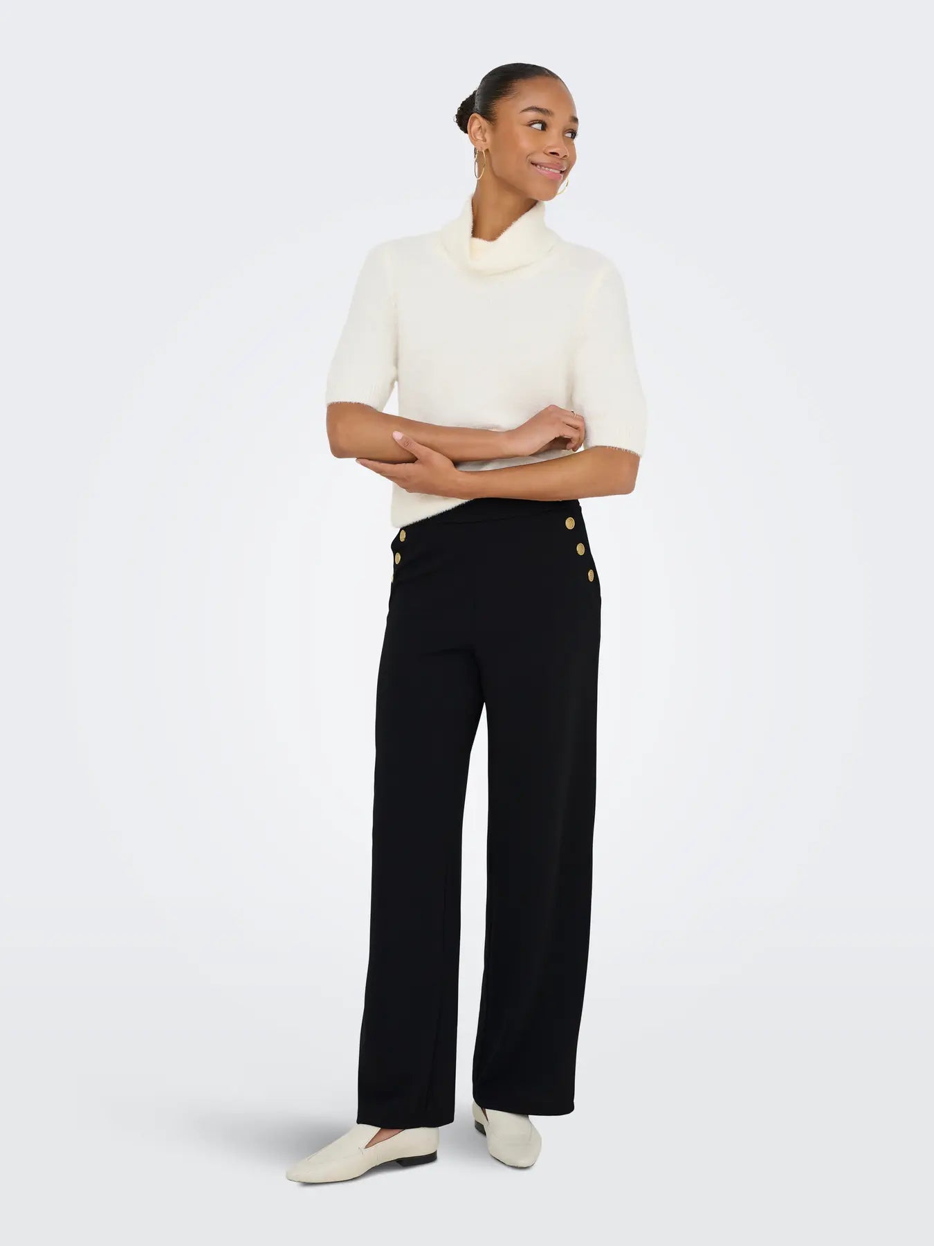 ONLRINA BUTTON PANT Black/Gold button