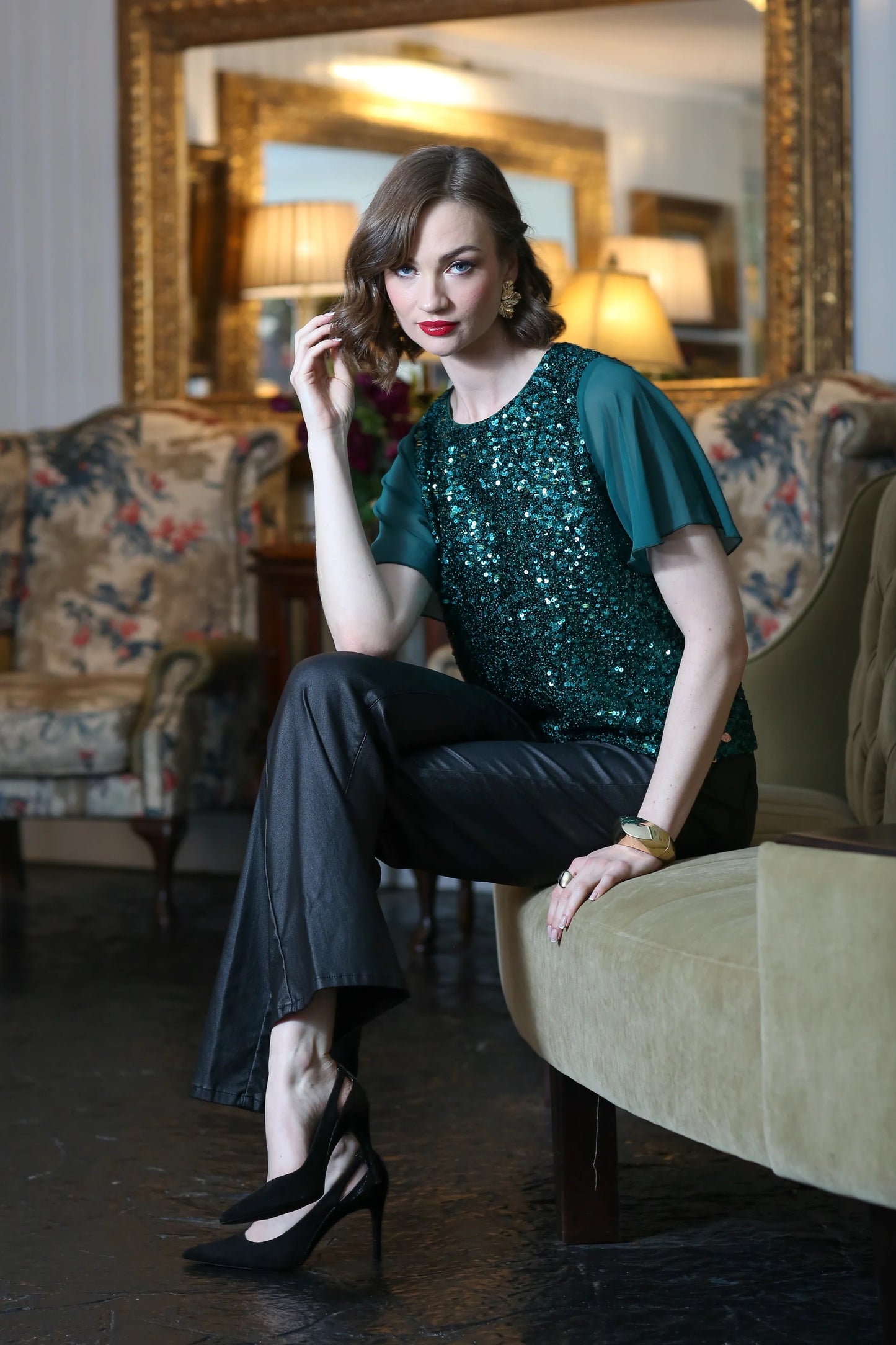 Trudy Bootcut Leatherette Jean Black