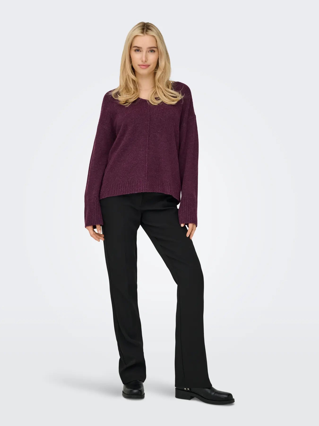ONLWHITNEY LIFE LS V-NECK KNT MAUVE WINE