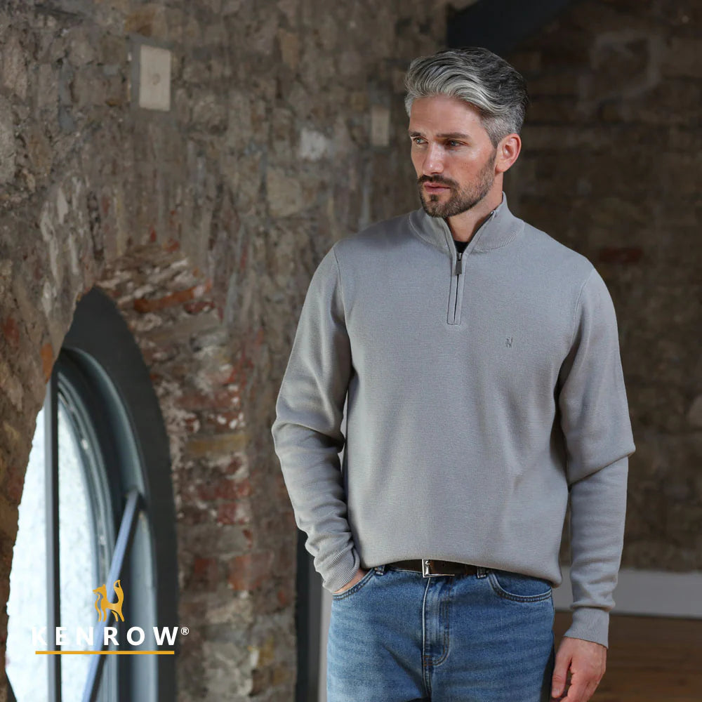 Ultan Half Zip Knit Grey