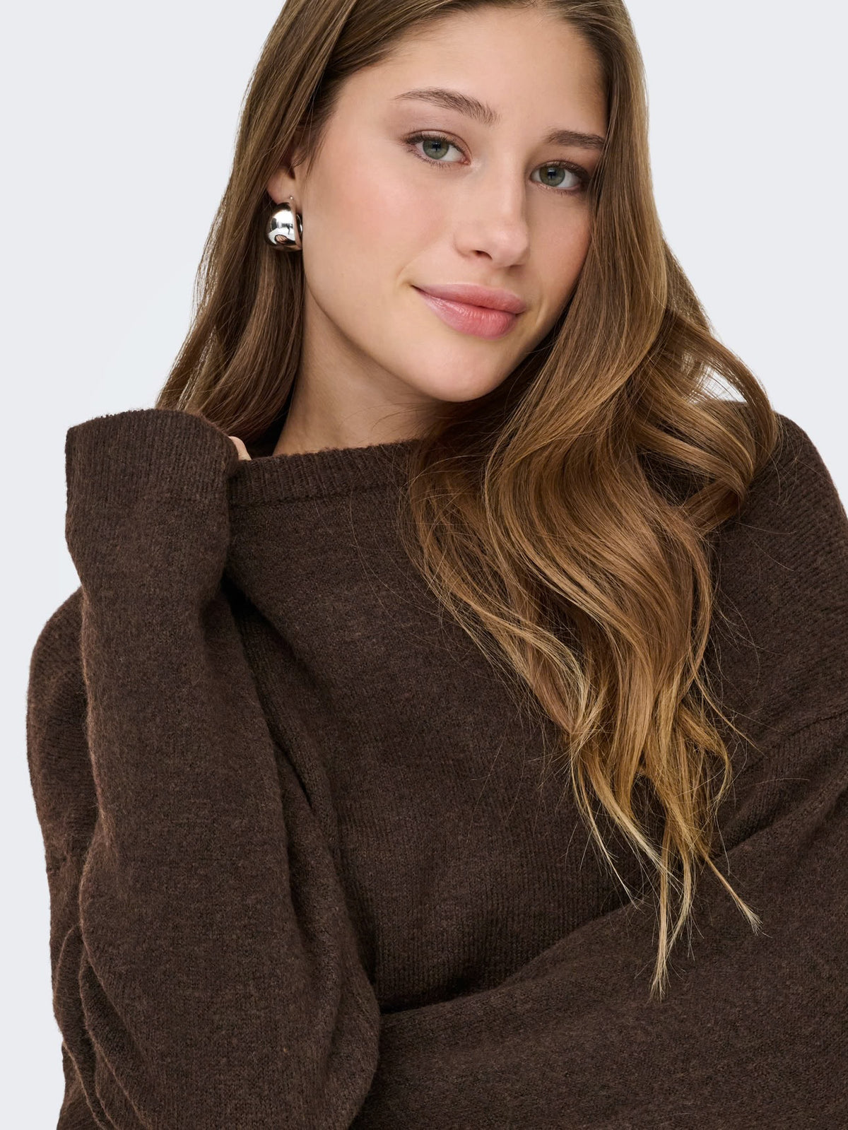 Simoni L/S O-Neck Pullover Coffee Bean/Melange