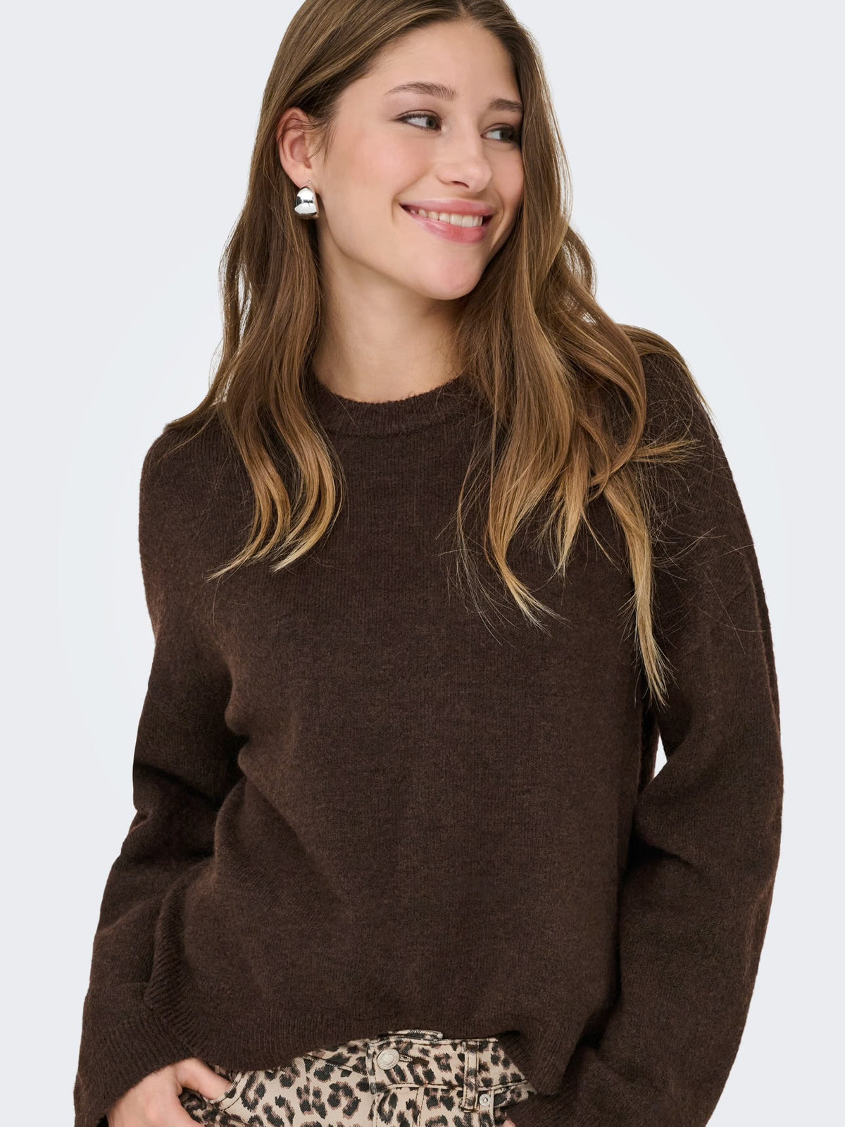 Simoni L/S O-Neck Pullover Coffee Bean/Melange