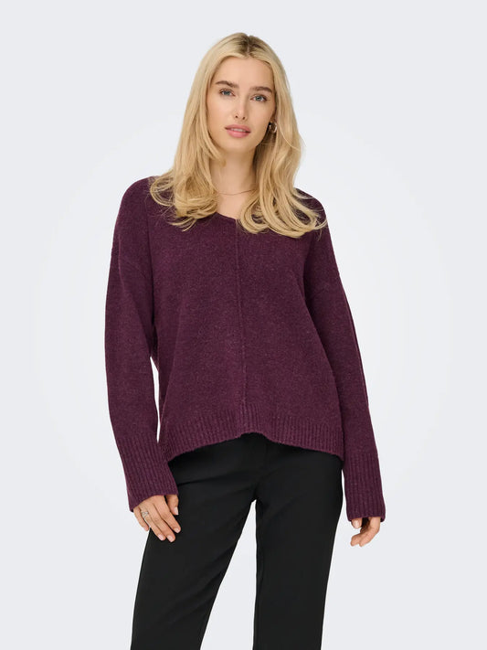 ONLWHITNEY LIFE LS V-NECK KNT MAUVE WINE