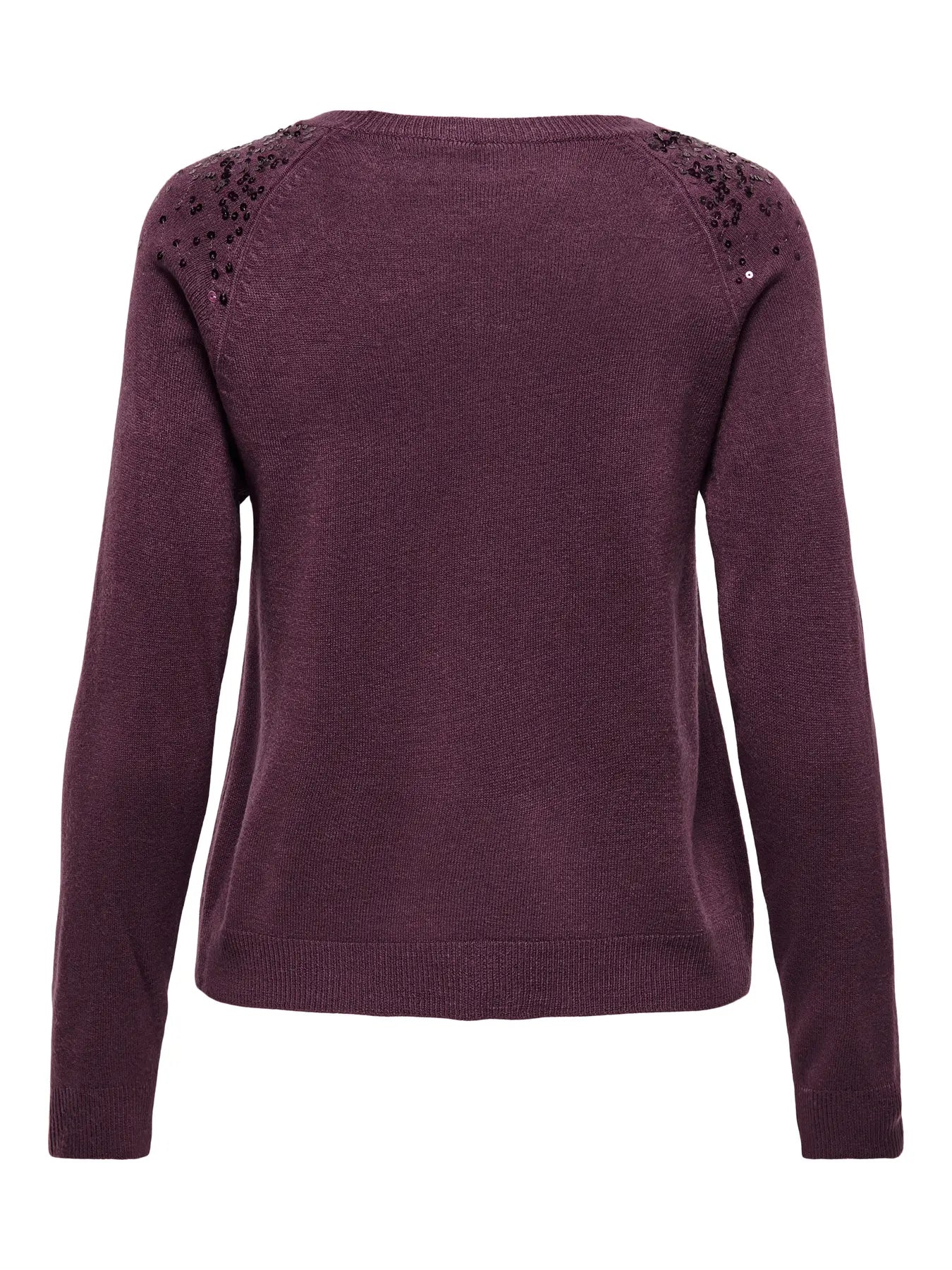 ONLSTARRY LS SEQUIN O-NECK KNT MAUVE WINE