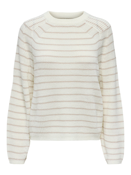 Base L/S O-Neck Pullover Knit Stripe:Pumice Stone