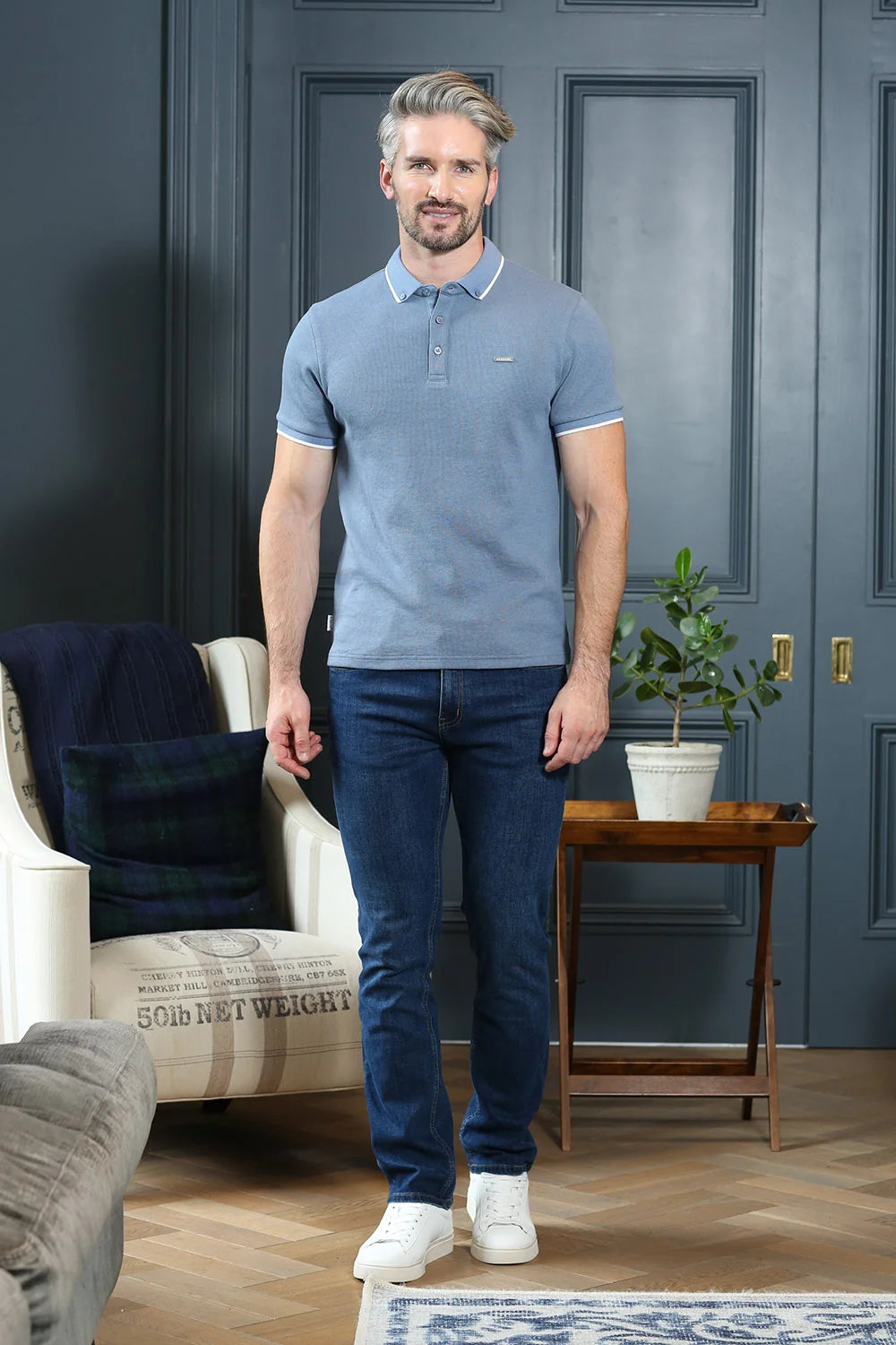 Chad Textured Polo Powder Blue