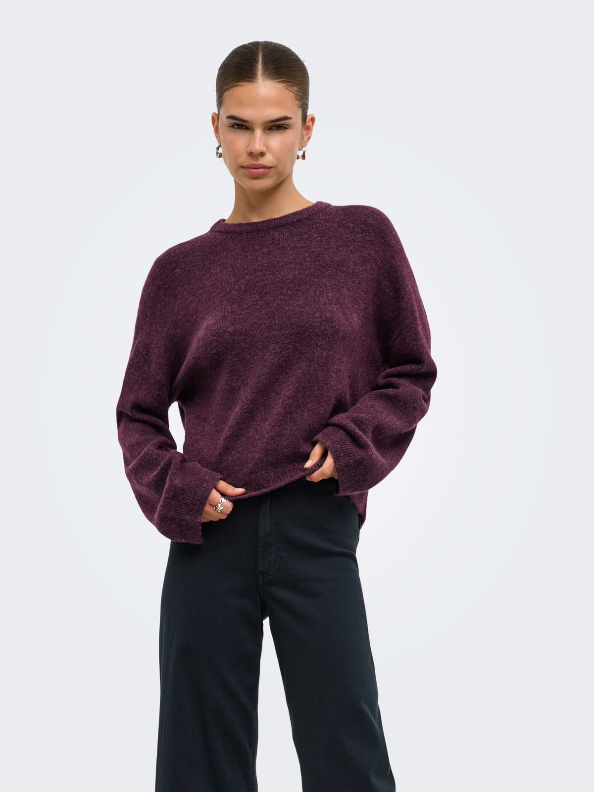 Simoni L/S O-Neck Mauve Wine/Melange