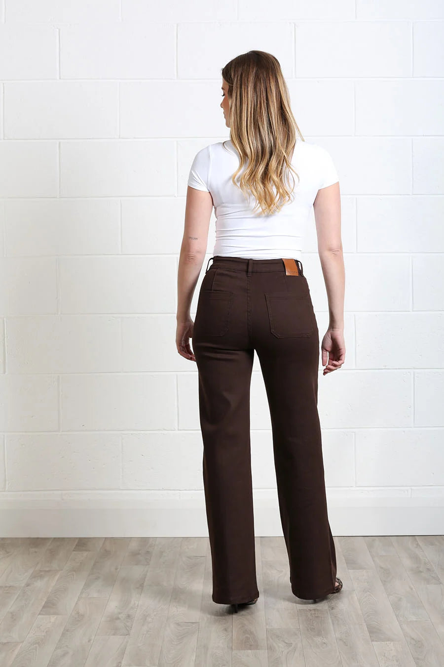 Harriet Pintuck Wide Leg Jean Chocolate