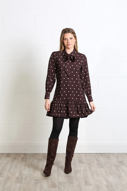 Annabelle Dress Brown Dot