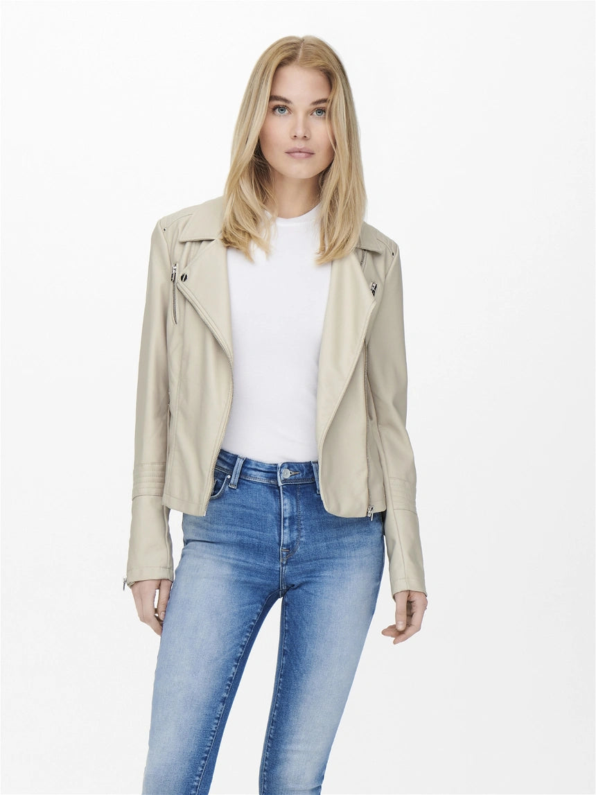 Onlgemma Faux Leather Jacket Silver Lining