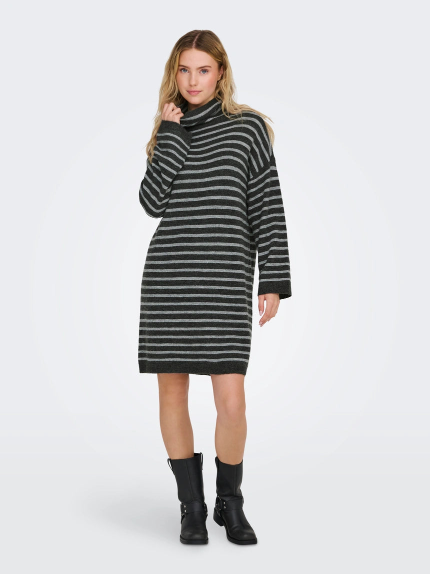 Talio Midi Dress Stripe Dark Grey Melange/ Light Grey