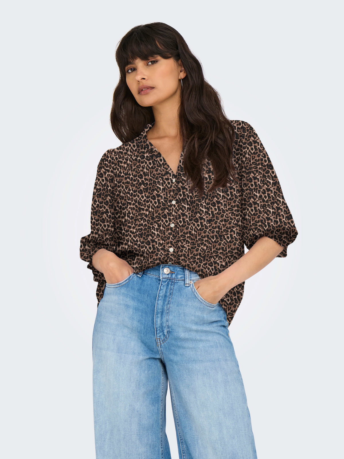 Raya 3/4 Shirt Silver Mink/Animal