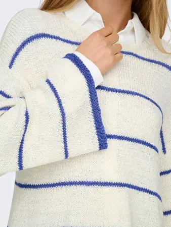 ONLGEENA 7/8 STRIPE O-NECK KNT