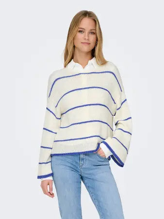 ONLGEENA 7/8 STRIPE O-NECK KNT