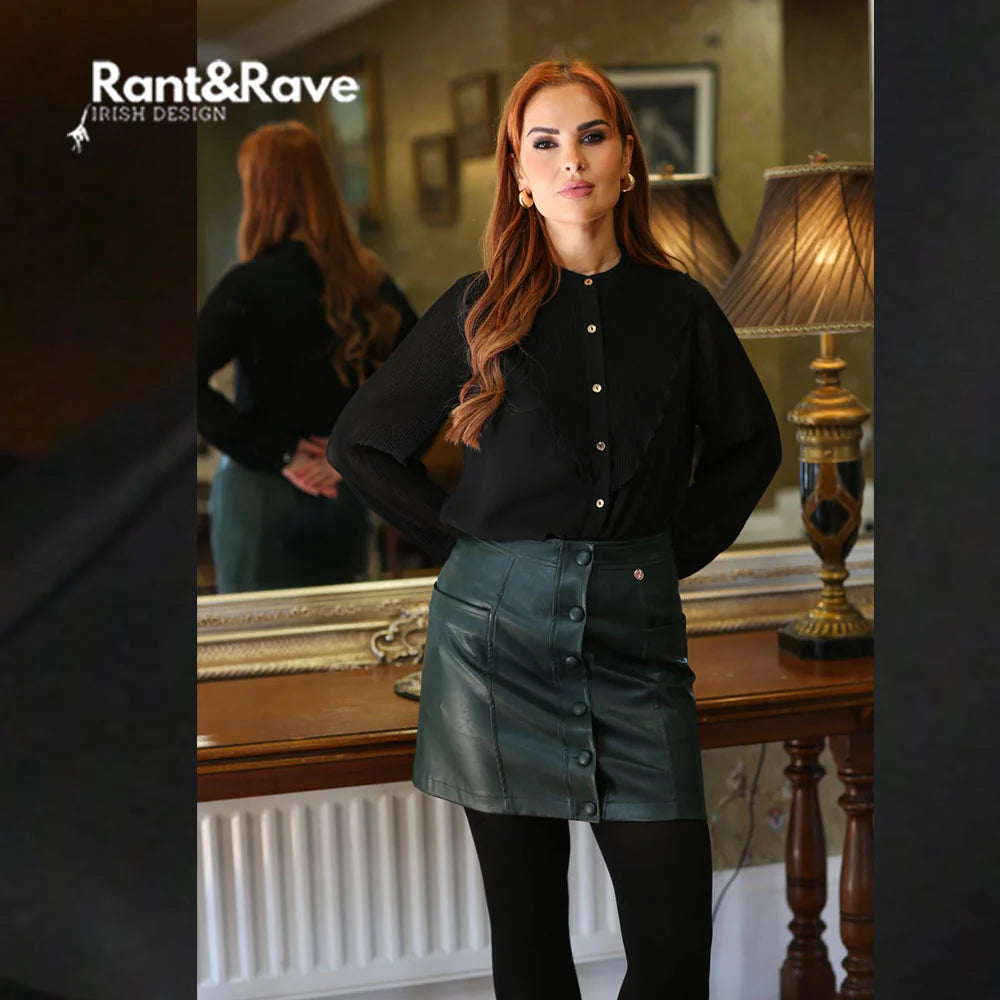 Helia Leather Skirt Green