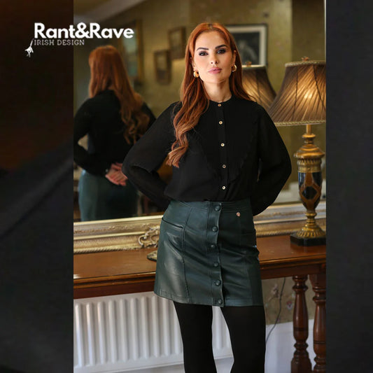 Helia Leather Skirt Green