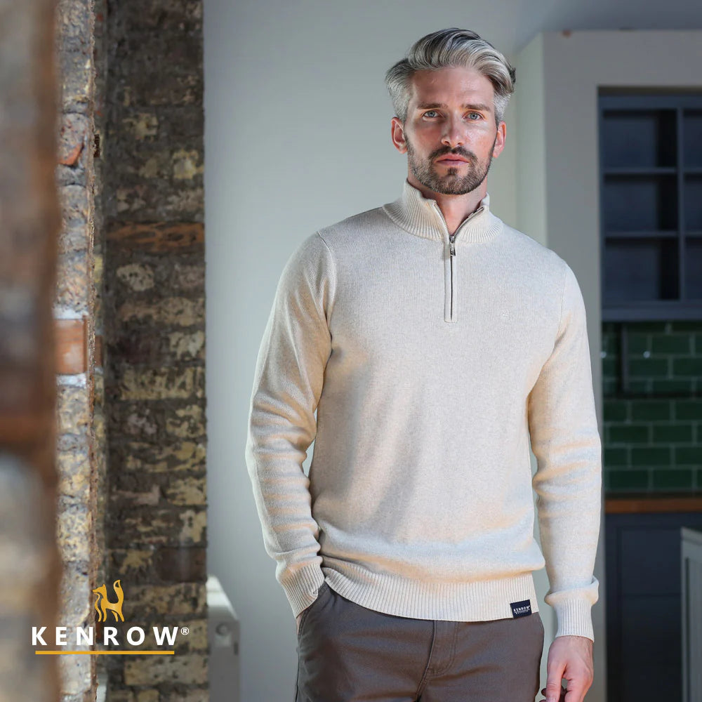 Vince Half Zip Knit Sand Melange