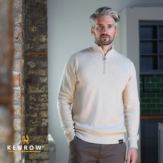 Vince Half Zip Knit Sand Melange