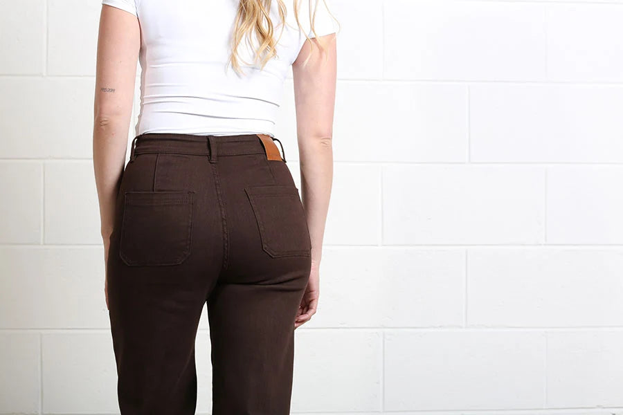 Harriet Pintuck Wide Leg Jean Chocolate