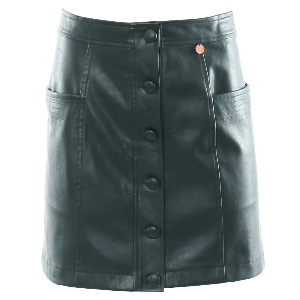 Helia Leather Skirt Green