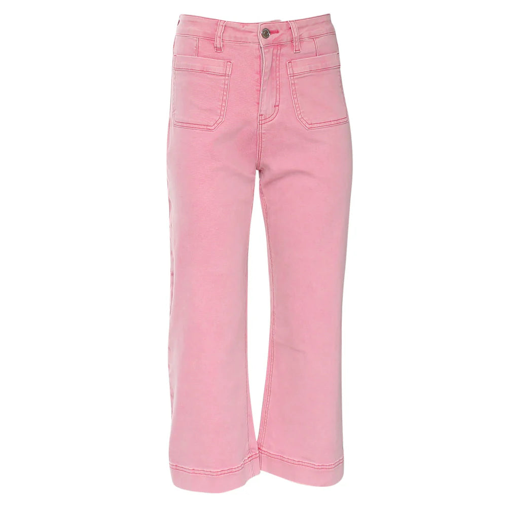 Laine Crop Wide Leg Jean Pink Ice