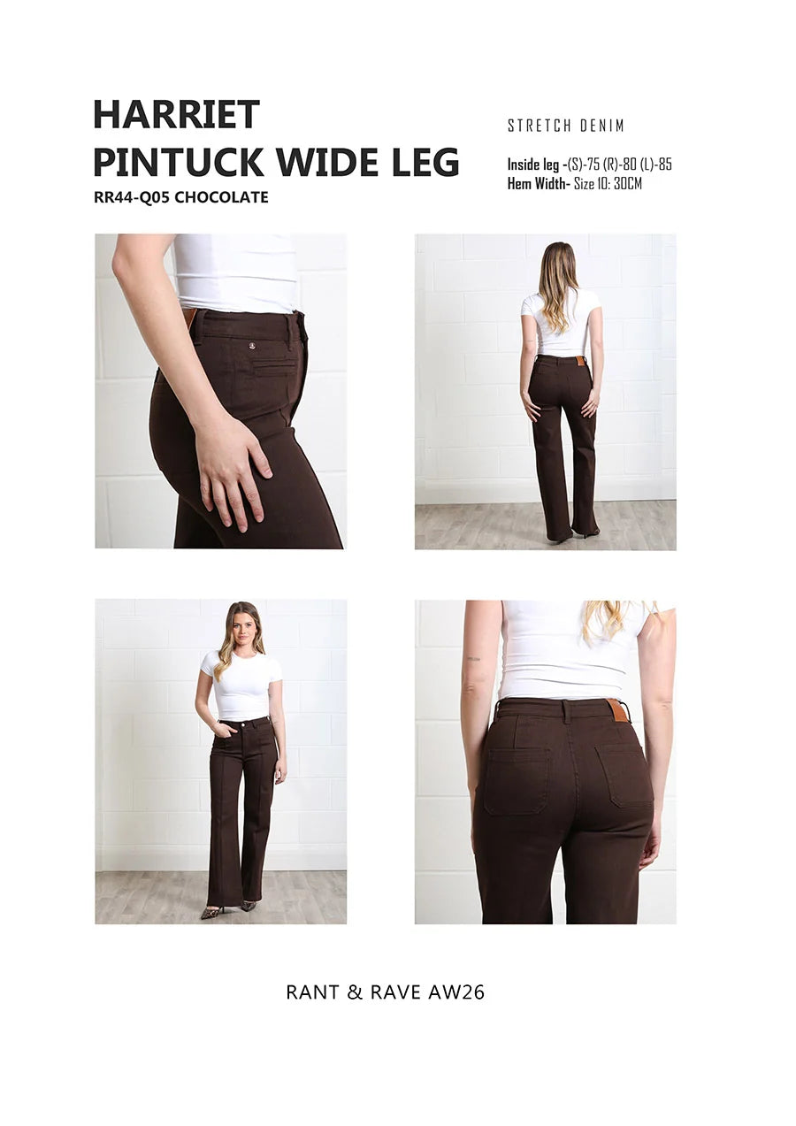 Harriet Pintuck Wide Leg Jean Chocolate