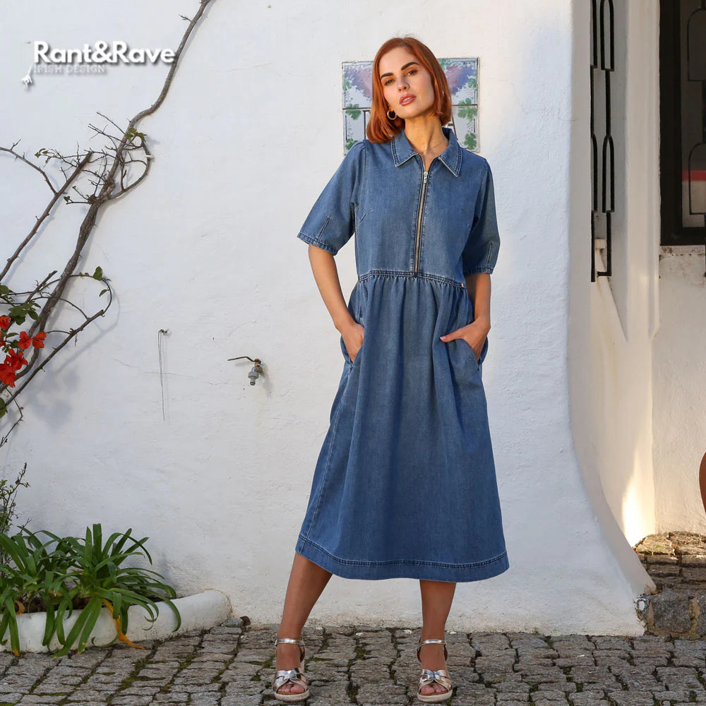 Jade Denim Dress Mid Blue