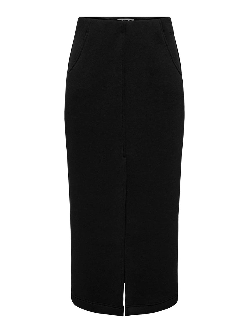 Tanvi HW Long Scuba Skirt Black