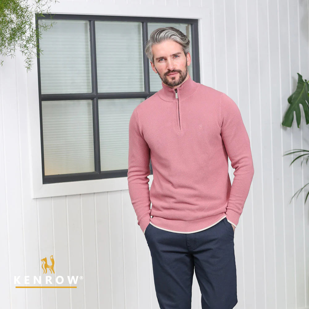 Arlo Knit Half Zip Salmon