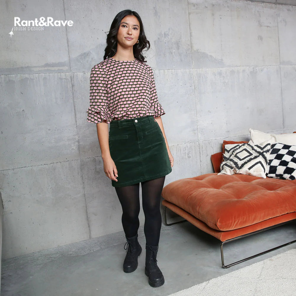 Ora Cord Skirt Forest Green