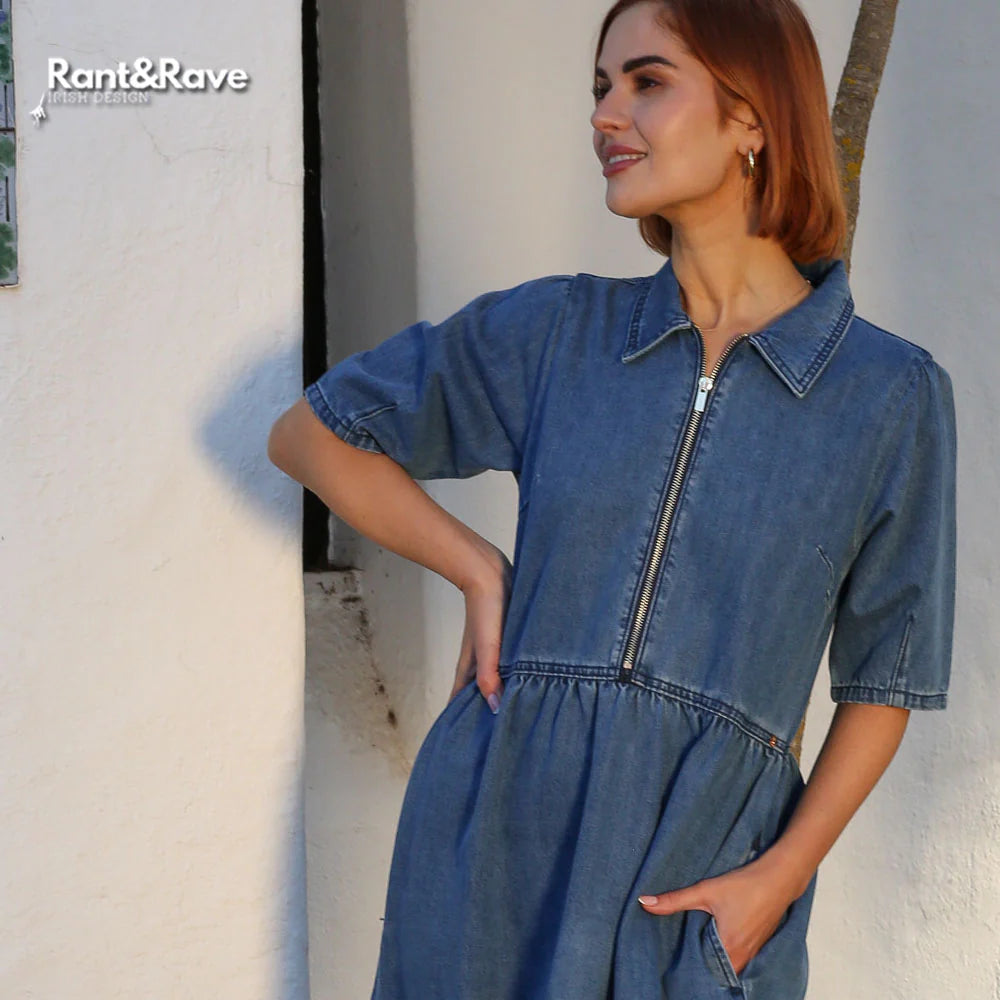 Jade Denim Dress Mid Blue