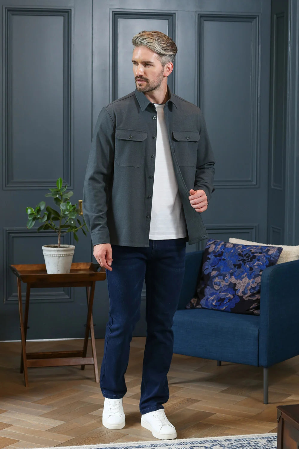 Marc Overshirt Pewter Green Melange