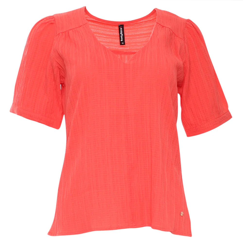 Betsy V Neck Top Coral