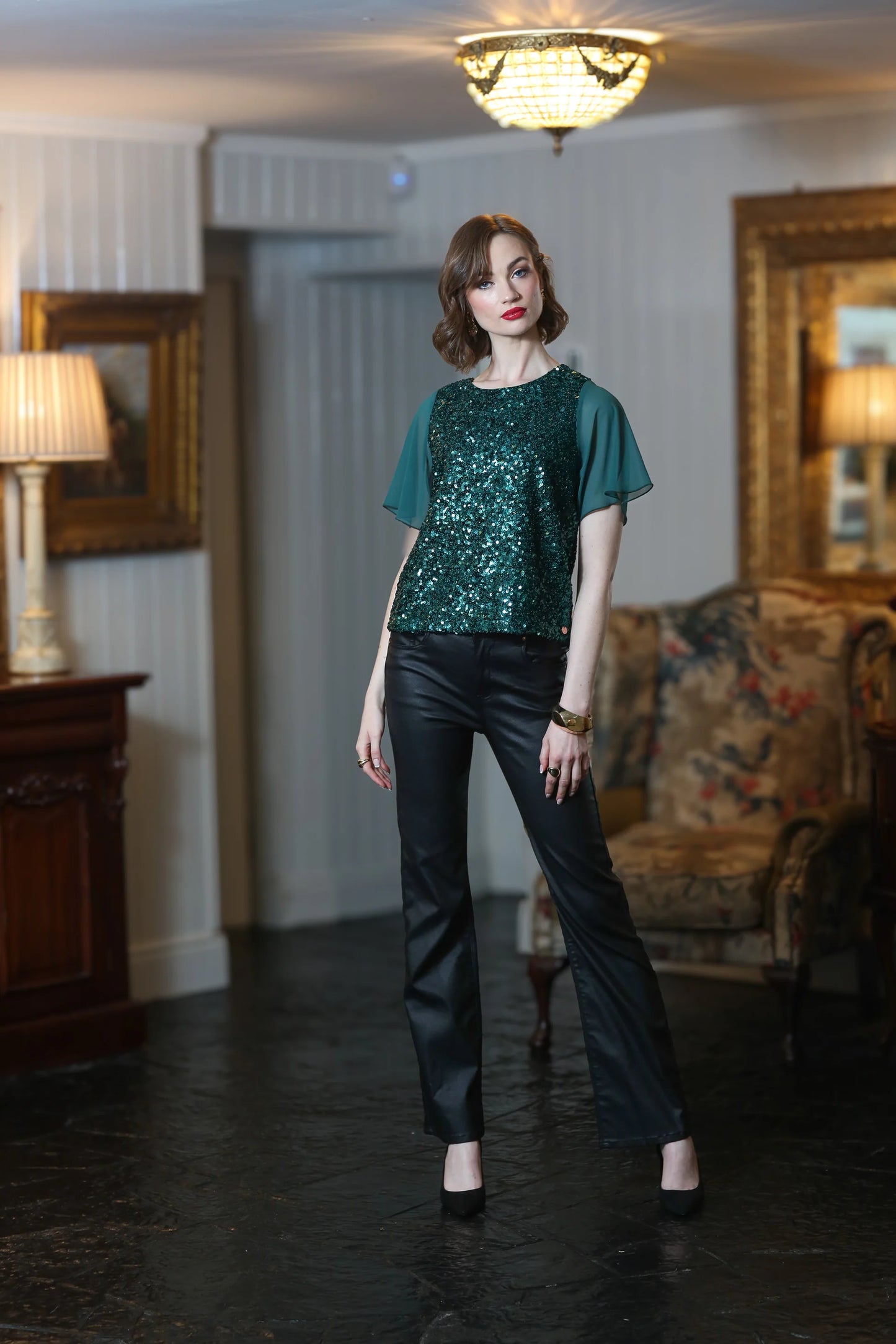 Trudy Bootcut Leatherette Jean Black