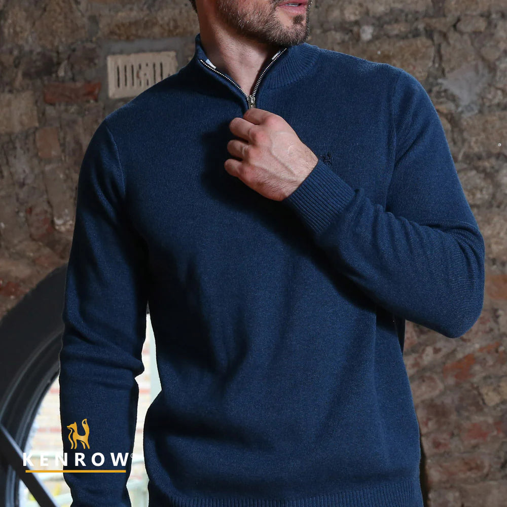 Vince Half Zip Knit Blue Melange