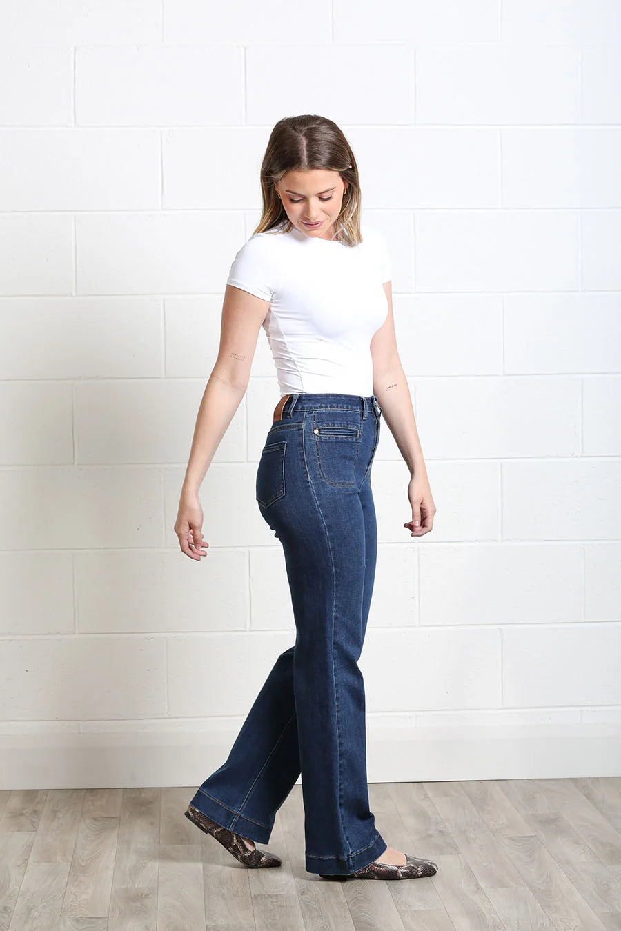 Ada Wide Leg Jean Mid Ink