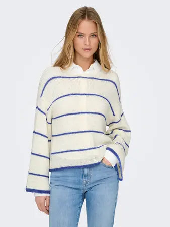 ONLGEENA 7/8 STRIPE O-NECK KNT