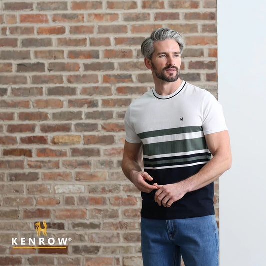Griffin Striped Tee Khaki