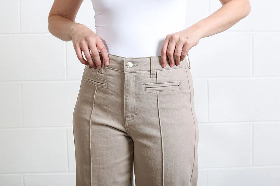 Harriet Pintuck Wide Leg Jean Stone