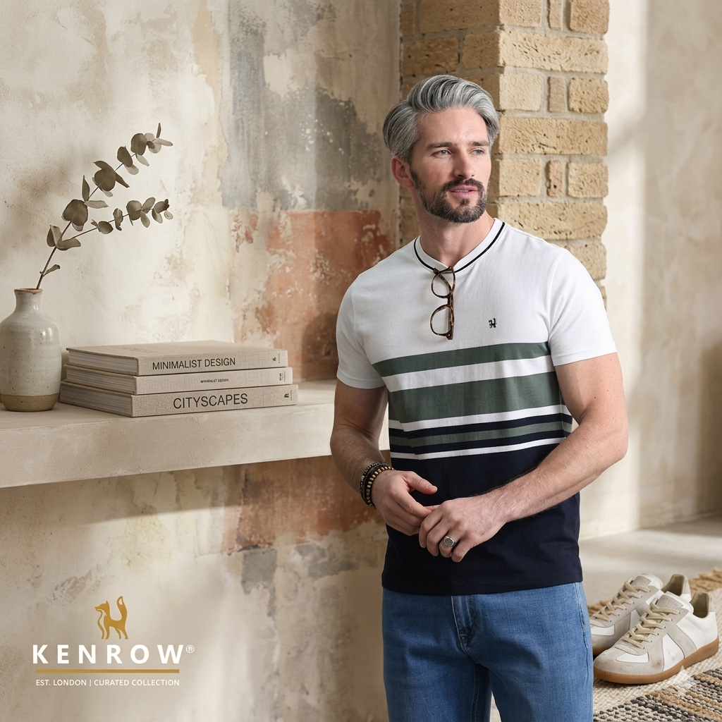 Griffin Striped Tee Khaki