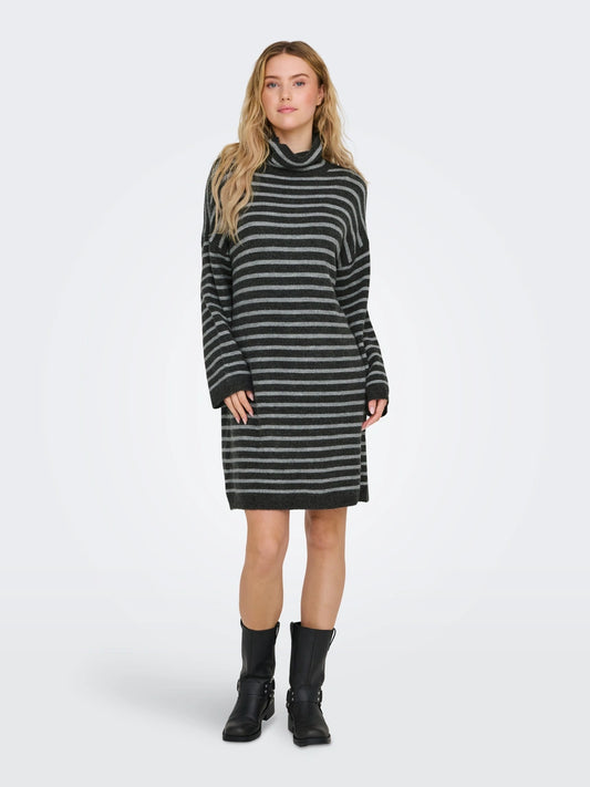 Talio Midi Dress Stripe Dark Grey Melange/ Light Grey